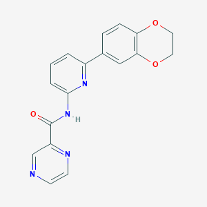 molecular formula C18H14N4O3 B7173041 N-[6-(2,3-dihydro-1,4-benzodioxin-6-yl)pyridin-2-yl]pyrazine-2-carboxamide 