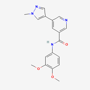 molecular formula C18H18N4O3 B7173064 N-(3,4-dimethoxyphenyl)-5-(1-methylpyrazol-4-yl)pyridine-3-carboxamide 