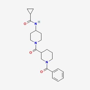 molecular formula C22H29N3O3 B7173116 N-[1-(1-benzoylpiperidine-3-carbonyl)piperidin-4-yl]cyclopropanecarboxamide 