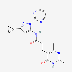 molecular formula C19H21N7O2 B7173151 N-(5-cyclopropyl-2-pyrimidin-2-ylpyrazol-3-yl)-3-(2,4-dimethyl-6-oxo-1H-pyrimidin-5-yl)propanamide 