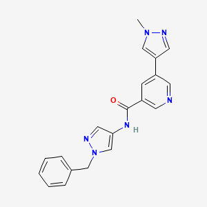 molecular formula C20H18N6O B7173174 N-(1-benzylpyrazol-4-yl)-5-(1-methylpyrazol-4-yl)pyridine-3-carboxamide 