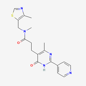 molecular formula C19H21N5O2S B7173247 N-methyl-3-(4-methyl-6-oxo-2-pyridin-4-yl-1H-pyrimidin-5-yl)-N-[(4-methyl-1,3-thiazol-5-yl)methyl]propanamide 