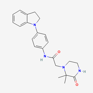 molecular formula C22H26N4O2 B7173268 N-[4-(2,3-dihydroindol-1-yl)phenyl]-2-(2,2-dimethyl-3-oxopiperazin-1-yl)acetamide 