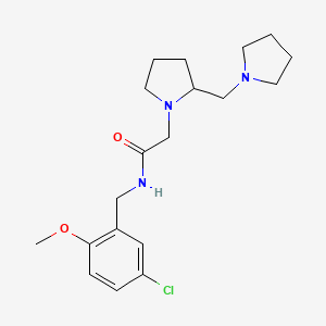 molecular formula C19H28ClN3O2 B7173273 N-[(5-chloro-2-methoxyphenyl)methyl]-2-[2-(pyrrolidin-1-ylmethyl)pyrrolidin-1-yl]acetamide 