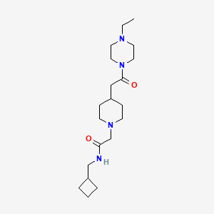 molecular formula C20H36N4O2 B7173297 N-(cyclobutylmethyl)-2-[4-[2-(4-ethylpiperazin-1-yl)-2-oxoethyl]piperidin-1-yl]acetamide 
