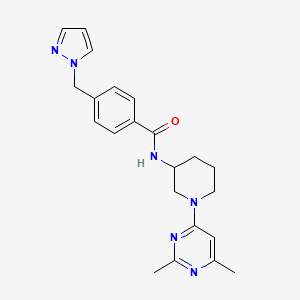 molecular formula C22H26N6O B7173389 N-[1-(2,6-dimethylpyrimidin-4-yl)piperidin-3-yl]-4-(pyrazol-1-ylmethyl)benzamide 