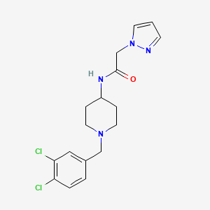 molecular formula C17H20Cl2N4O B7173398 N-[1-[(3,4-dichlorophenyl)methyl]piperidin-4-yl]-2-pyrazol-1-ylacetamide 