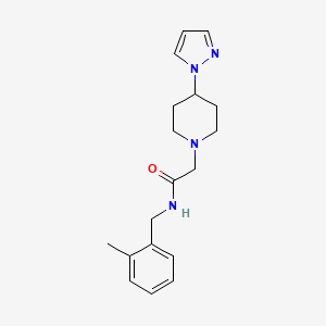 molecular formula C18H24N4O B7173431 N-[(2-methylphenyl)methyl]-2-(4-pyrazol-1-ylpiperidin-1-yl)acetamide 