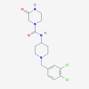 molecular formula C17H22Cl2N4O2 B7173460 N-[1-[(3,4-dichlorophenyl)methyl]piperidin-4-yl]-3-oxopiperazine-1-carboxamide 