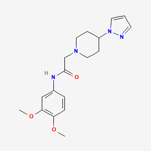 molecular formula C18H24N4O3 B7173495 N-(3,4-dimethoxyphenyl)-2-(4-pyrazol-1-ylpiperidin-1-yl)acetamide 