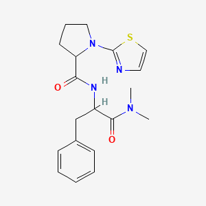 molecular formula C19H24N4O2S B7173521 N-[1-(dimethylamino)-1-oxo-3-phenylpropan-2-yl]-1-(1,3-thiazol-2-yl)pyrrolidine-2-carboxamide 