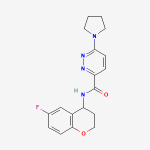 molecular formula C18H19FN4O2 B7173572 N-(6-fluoro-3,4-dihydro-2H-chromen-4-yl)-6-pyrrolidin-1-ylpyridazine-3-carboxamide 