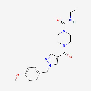 molecular formula C19H25N5O3 B7173633 N-ethyl-4-[1-[(4-methoxyphenyl)methyl]pyrazole-4-carbonyl]piperazine-1-carboxamide 