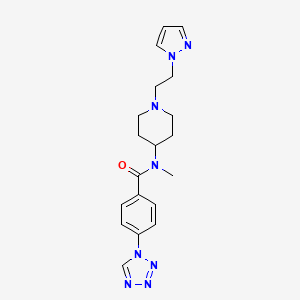 molecular formula C19H24N8O B7173676 N-methyl-N-[1-(2-pyrazol-1-ylethyl)piperidin-4-yl]-4-(tetrazol-1-yl)benzamide 
