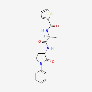 molecular formula C18H19N3O3S B7173689 N-[1-oxo-1-[(2-oxo-1-phenylpyrrolidin-3-yl)amino]propan-2-yl]thiophene-2-carboxamide 