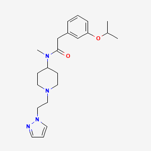 molecular formula C22H32N4O2 B7173691 N-methyl-2-(3-propan-2-yloxyphenyl)-N-[1-(2-pyrazol-1-ylethyl)piperidin-4-yl]acetamide 
