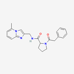 molecular formula C22H24N4O2 B7173697 N-[(5-methylimidazo[1,2-a]pyridin-2-yl)methyl]-1-(2-phenylacetyl)pyrrolidine-2-carboxamide 
