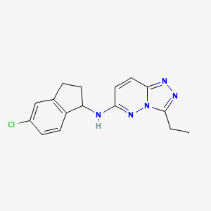 molecular formula C16H16ClN5 B7173734 N-(5-chloro-2,3-dihydro-1H-inden-1-yl)-3-ethyl-[1,2,4]triazolo[4,3-b]pyridazin-6-amine 