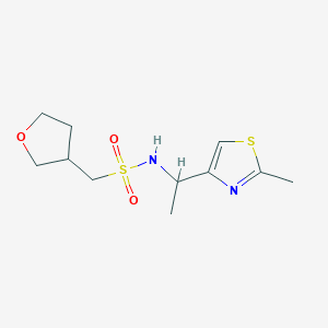 molecular formula C11H18N2O3S2 B7173753 N-[1-(2-methyl-1,3-thiazol-4-yl)ethyl]-1-(oxolan-3-yl)methanesulfonamide 