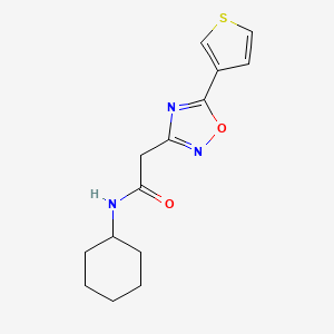 molecular formula C14H17N3O2S B7173821 N-cyclohexyl-2-(5-thiophen-3-yl-1,2,4-oxadiazol-3-yl)acetamide 