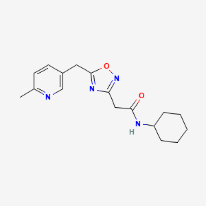 molecular formula C17H22N4O2 B7173828 N-cyclohexyl-2-[5-[(6-methylpyridin-3-yl)methyl]-1,2,4-oxadiazol-3-yl]acetamide 