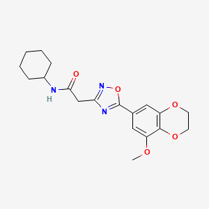 molecular formula C19H23N3O5 B7173851 N-cyclohexyl-2-[5-(5-methoxy-2,3-dihydro-1,4-benzodioxin-7-yl)-1,2,4-oxadiazol-3-yl]acetamide 