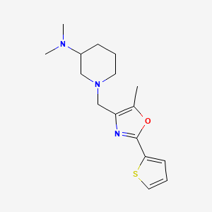molecular formula C16H23N3OS B7174102 N,N-dimethyl-1-[(5-methyl-2-thiophen-2-yl-1,3-oxazol-4-yl)methyl]piperidin-3-amine 