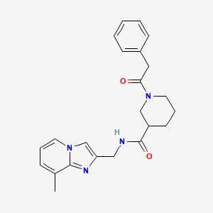 molecular formula C23H26N4O2 B7174139 N-[(8-methylimidazo[1,2-a]pyridin-2-yl)methyl]-1-(2-phenylacetyl)piperidine-3-carboxamide 