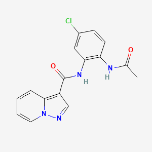 molecular formula C16H13ClN4O2 B7174240 N-(2-acetamido-5-chlorophenyl)pyrazolo[1,5-a]pyridine-3-carboxamide 