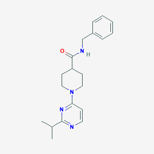 molecular formula C20H26N4O B7174290 N-benzyl-1-(2-propan-2-ylpyrimidin-4-yl)piperidine-4-carboxamide 
