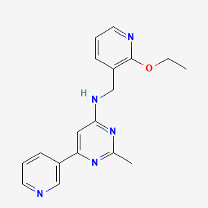 molecular formula C18H19N5O B7174362 N-[(2-ethoxypyridin-3-yl)methyl]-2-methyl-6-pyridin-3-ylpyrimidin-4-amine 