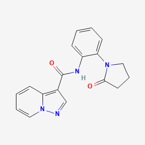 molecular formula C18H16N4O2 B7174366 N-[2-(2-oxopyrrolidin-1-yl)phenyl]pyrazolo[1,5-a]pyridine-3-carboxamide 