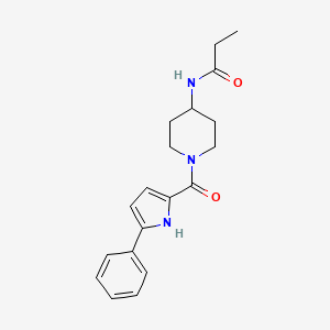 molecular formula C19H23N3O2 B7174414 N-[1-(5-phenyl-1H-pyrrole-2-carbonyl)piperidin-4-yl]propanamide 