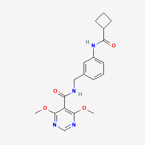 molecular formula C19H22N4O4 B7174417 N-[[3-(cyclobutanecarbonylamino)phenyl]methyl]-4,6-dimethoxypyrimidine-5-carboxamide 