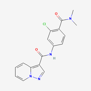 molecular formula C17H15ClN4O2 B7174444 N-[3-chloro-4-(dimethylcarbamoyl)phenyl]pyrazolo[1,5-a]pyridine-3-carboxamide 