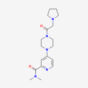 molecular formula C18H27N5O2 B7174528 N,N-dimethyl-4-[4-(2-pyrrolidin-1-ylacetyl)piperazin-1-yl]pyridine-2-carboxamide 