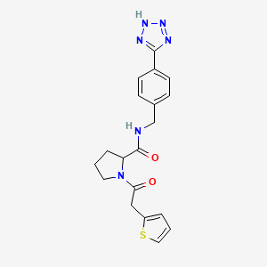 molecular formula C19H20N6O2S B7174646 N-[[4-(2H-tetrazol-5-yl)phenyl]methyl]-1-(2-thiophen-2-ylacetyl)pyrrolidine-2-carboxamide 