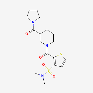 molecular formula C17H25N3O4S2 B7174813 N,N-dimethyl-2-[3-(pyrrolidine-1-carbonyl)piperidine-1-carbonyl]thiophene-3-sulfonamide 