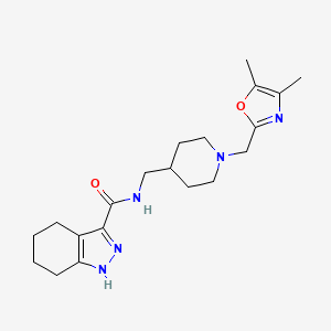 molecular formula C20H29N5O2 B7174837 N-[[1-[(4,5-dimethyl-1,3-oxazol-2-yl)methyl]piperidin-4-yl]methyl]-4,5,6,7-tetrahydro-1H-indazole-3-carboxamide 