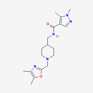 molecular formula C18H27N5O2 B7174881 N-[[1-[(4,5-dimethyl-1,3-oxazol-2-yl)methyl]piperidin-4-yl]methyl]-1,5-dimethylpyrazole-4-carboxamide 