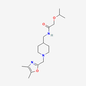 molecular formula C17H29N3O3 B7174889 N-[[1-[(4,5-dimethyl-1,3-oxazol-2-yl)methyl]piperidin-4-yl]methyl]-2-propan-2-yloxyacetamide 