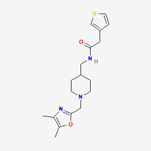 molecular formula C18H25N3O2S B7174901 N-[[1-[(4,5-dimethyl-1,3-oxazol-2-yl)methyl]piperidin-4-yl]methyl]-2-thiophen-3-ylacetamide 