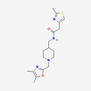 molecular formula C18H26N4O2S B7174933 N-[[1-[(4,5-dimethyl-1,3-oxazol-2-yl)methyl]piperidin-4-yl]methyl]-2-(2-methyl-1,3-thiazol-4-yl)acetamide 