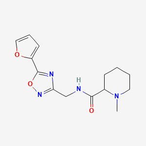 molecular formula C14H18N4O3 B7175171 N-[[5-(furan-2-yl)-1,2,4-oxadiazol-3-yl]methyl]-1-methylpiperidine-2-carboxamide 