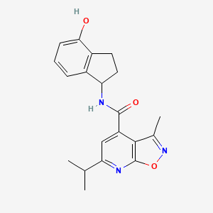 molecular formula C20H21N3O3 B7175193 N-(4-hydroxy-2,3-dihydro-1H-inden-1-yl)-3-methyl-6-propan-2-yl-[1,2]oxazolo[5,4-b]pyridine-4-carboxamide 
