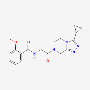 molecular formula C18H21N5O3 B7175233 N-[2-(3-cyclopropyl-6,8-dihydro-5H-[1,2,4]triazolo[4,3-a]pyrazin-7-yl)-2-oxoethyl]-2-methoxybenzamide 