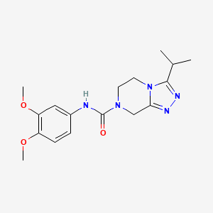 molecular formula C17H23N5O3 B7175249 N-(3,4-dimethoxyphenyl)-3-propan-2-yl-6,8-dihydro-5H-[1,2,4]triazolo[4,3-a]pyrazine-7-carboxamide 