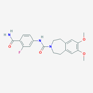 molecular formula C20H22FN3O4 B7175300 N-(4-carbamoyl-3-fluorophenyl)-7,8-dimethoxy-1,2,4,5-tetrahydro-3-benzazepine-3-carboxamide 