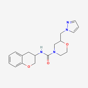 molecular formula C18H22N4O3 B7175316 N-(3,4-dihydro-2H-chromen-3-yl)-2-(pyrazol-1-ylmethyl)morpholine-4-carboxamide 