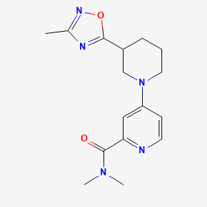 molecular formula C16H21N5O2 B7175413 N,N-dimethyl-4-[3-(3-methyl-1,2,4-oxadiazol-5-yl)piperidin-1-yl]pyridine-2-carboxamide 
